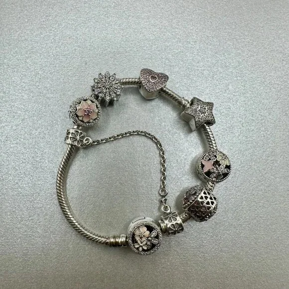 Authentic Pandora 6 Charm Bracelet in 925 Sterling Silver